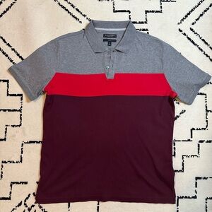 Banana Republic Luxury Touch Men's Grey, Red & Burgundy Colorblock Polo